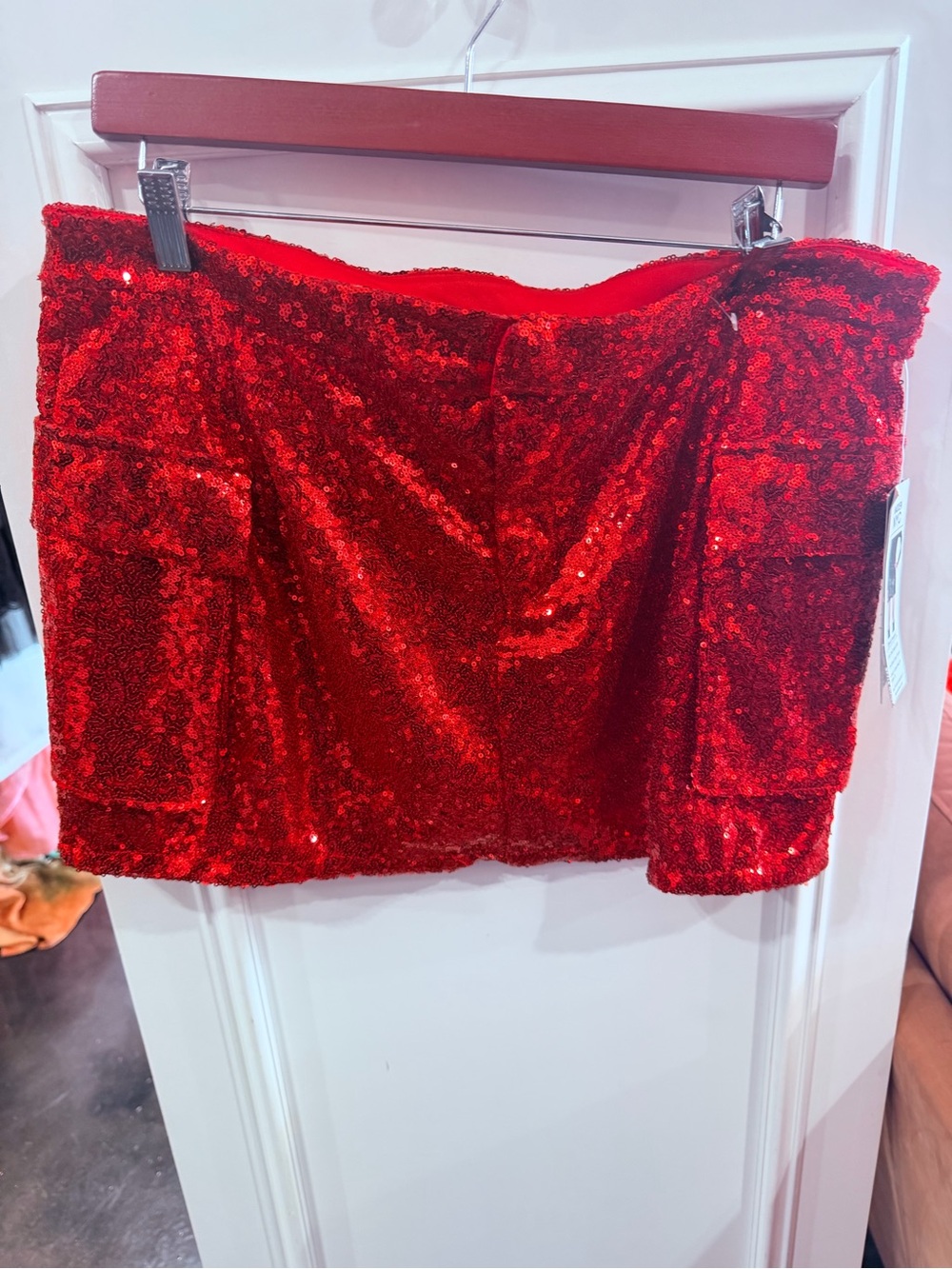 Red Sequin Mini Skirt - Womens Party Skirt
